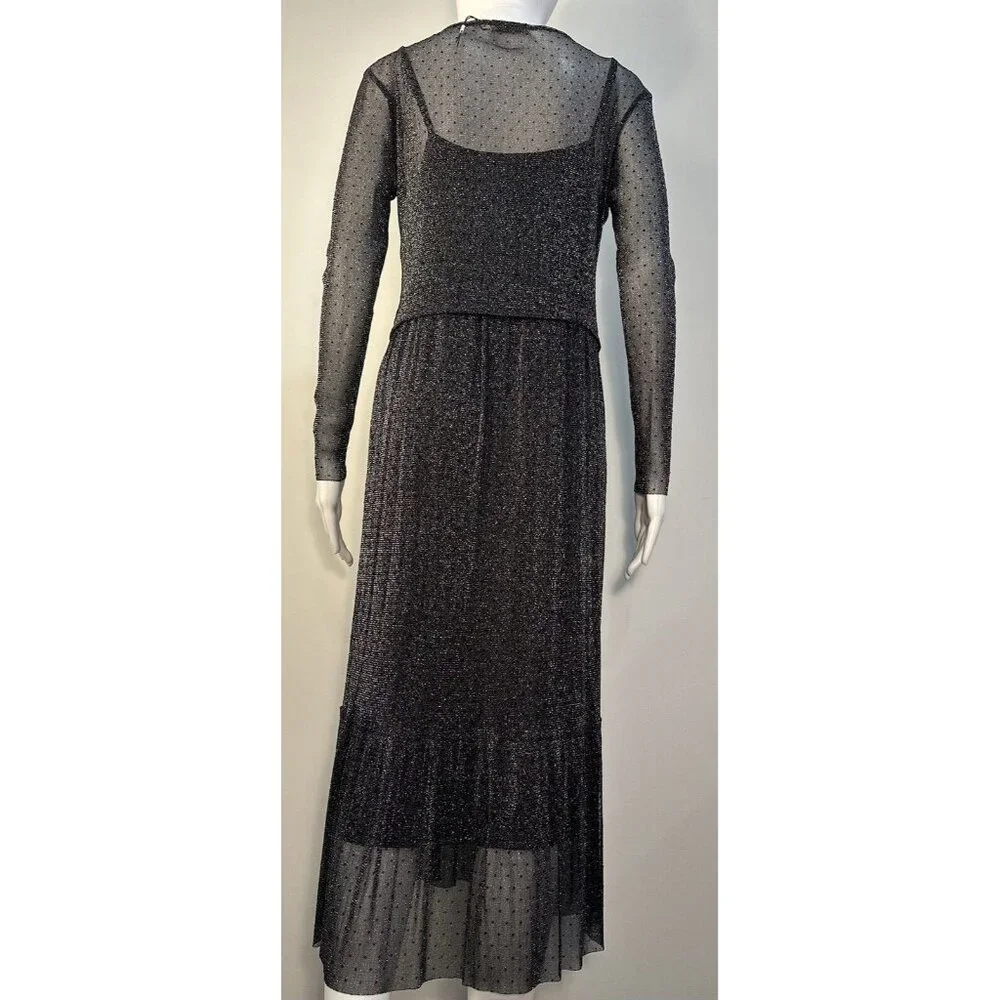 Soaked in luxury Sz.M Metallic Silver Black NWT Suitable For All Holiday Events - Picture 2 of 16